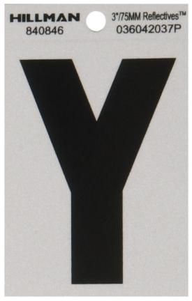 Y  3  BLACK ON SILVER SQUARE CUT